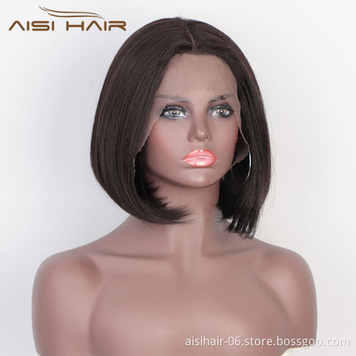 Aisi Hair Wholesale Short Bob Brown Wig Silky Straight Swiss Lace Wig Natural Wave Lace Frontal Hair Wigs For Black Women